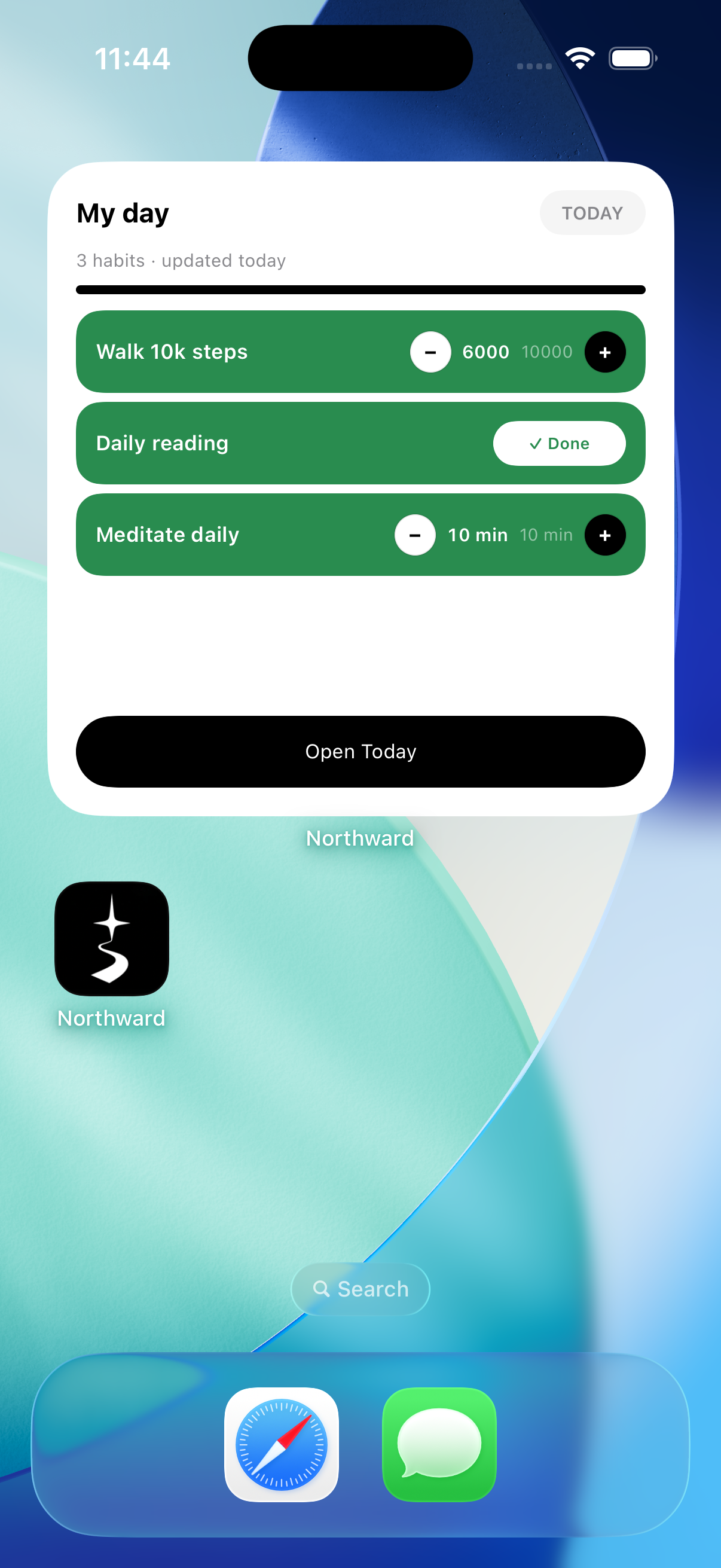 Northward My Day widget